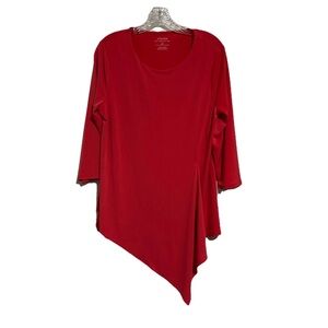 Chicos Womens 1 Bright Bold Asymmetrical Blouse 3/4 Sleeve Casual Office Classic